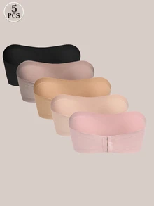 Barelissa 5pcs/Set Elegant Comfortable Women's Bandeau Seamless Bra Multi-Color - Multicolor - View 8