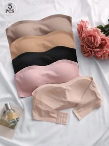 Barelissa 5pcs/Set Elegant Comfortable Women's Bandeau Seamless Bra Multi-Color - Multicolor - View 2
