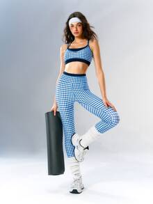 VARSIVA Women's Plaid High Waist Daily Gym Pilates Fitness Athletic Casual Sports Activewear Bottom Leggings White Summer - Multicolor - View 5