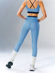 VARSIVA Women's Plaid High Waist Daily Gym Pilates Fitness Athletic Casual Sports Activewear Bottom Leggings White Summer - Multicolor - View 10