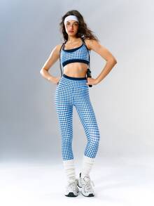 VARSIVA Women's Plaid High Waist Daily Gym Pilates Fitness Athletic Casual Sports Activewear Bottom Leggings White Summer - Multicolor - View 7