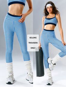 VARSIVA Women's Plaid High Waist Daily Gym Pilates Fitness Athletic Casual Sports Activewear Bottom Leggings White Summer - Multicolor - View 3