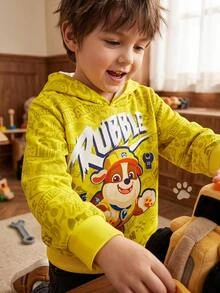 Maija Kids SHEIN | PAW Patrol Maija Kids 小男孩字母與卡通狗圖案運動衫 - 黃色 - 查看 5