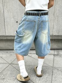 Manfinity EMRG American Street Style Unisex Denim Shorts - Blue - View 10