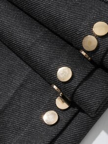 Dazy-Less Women's Fashion Versatile Commute Button Decor Long Pants Business Casual Casual Elegant Woman Autumn Business Office Work Charcoal Gray - Grey - View 6