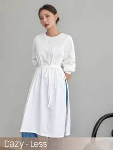 Dazy-Less Women's Minimalist Versatile Slit Long Sleeve T-Shirt For Daily Wear Business Casual Woman Fall - White - View 7