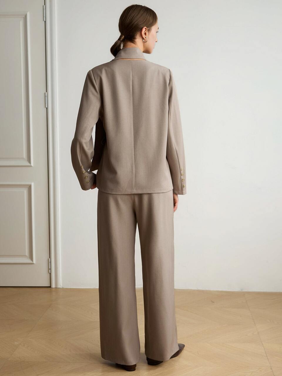 Women's Solid Color Long Sleeve Jacket And Pants Casual Daily 2 Pieces Set Business Casual Woman Fall