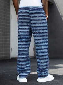Manfinity Homme Men's Drawstring Waist Tassel Design Casual Versatile Jeans - Blue - View 8