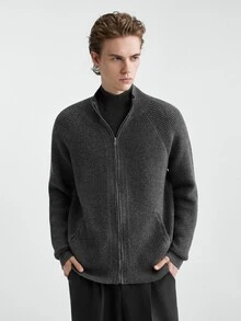 RONVEXI Men's Casual Versatile Zip-Up Cardigan, Autumn/Winter - Grey - View 2
