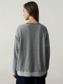 Dazy-Less Women's Colorblock Casual Daily Long Sleeve Sweatshirt Business Casual Woman Fall - Grey - View 2