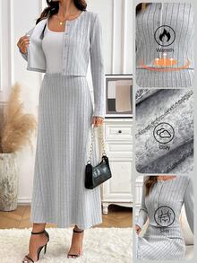 SHEIN Clasi 女士兩件套 - 灰色 - 查看 8