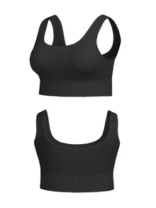 SHEIN Rhythm Era Plus Solid High Support Sports Bra - Black - View 3