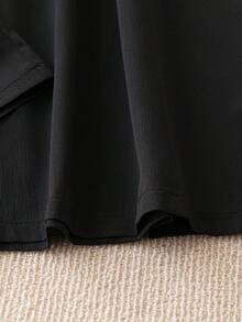 Linhara Plus Size Solid Color Casual Pants Fall - Black - View 4