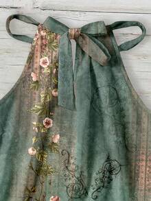 SHEIN LUNE 波西米亚风浅绿色印花露背吊带背心 - 夏季度假上衣，适合海滩、邮轮、音乐节、演唱会、婚礼宾客、城市旅行、海岛度假及乡村音乐活动 - 彩色 - 查看 5