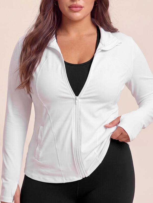 SHEIN Rhythm Era Plus Size Fashion Ny Casual Långärmad Sport Fitness Jacka