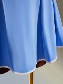 Amplova Women's Colorblock Back Cross Design Spaghetti Strap Sports Dress With Shorts - Blue - View 12