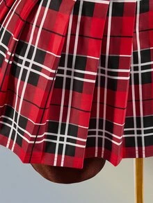 Amplova Women's Plaid Halter Top And Pleated Mini Skirt Sports Set - Red - View 7