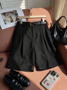 Comfortcana Celana Panjang Ukuran Besar Warna Polos dengan Kancing Penutup, Kasual, Elegan, Longgar, dan Lebar dengan Sabuk, Cocok untuk Musim Panas, Kantor, Formal, dan Bisnis (Hitam) - Hitam - View 9