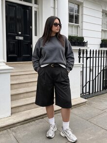Comfortcana Celana Panjang Ukuran Besar Warna Polos dengan Kancing Penutup, Kasual, Elegan, Longgar, dan Lebar dengan Sabuk, Cocok untuk Musim Panas, Kantor, Formal, dan Bisnis (Hitam) - Hitam - View 6