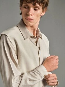 Calmiston Contains Wool Men's Casual Versatile Solid Color Knit Vest Formal Old Money Cardigan Men - White - View 11
