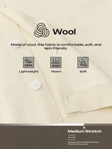 Calmiston Contains Wool Men's Casual Versatile Solid Color Knit Vest Formal Old Money Cardigan Men - White - View 3