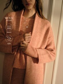 MOTF PREMIUM MOHAIR TASSEL CARDIGAN & CONTRAST SEQUINS PEPLUM HEM SWEATER & KNIT SKIRT 3 PIECES SET - Coral Orange - View 2