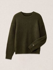 Calmiston Old Money Men's Wool Blend Crew Neck Knit Sweater Solid Color Casual Soft Long Sleeve Pullover For Daily Wear Autumn Winter Hiking Olive Green - Army Green - View 3