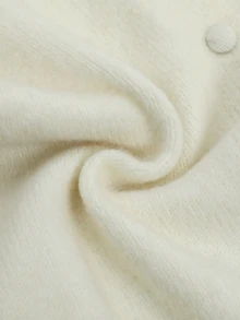 valorelle valorelle Women's Solid Color Single-Breasted Casual French Elegant Knit Vest Brunch Cream White Autumn - Beige - View 5