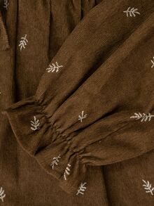 SHEIN Gaun Musim Gugur/Musim Dingin Terbaru dengan Tekstur Cetak 3D, Elegan, Bergaya Vintage Cokelat Prancis, Kasual. - Coklat - View 8