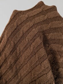 Solflare Plus Size Women Solid Color Long Sleeve Top And Skirt Knit Set - Mocha Brown - View 8