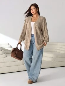 Solflare Plus Size Vintage Fashion Long Sleeve Cardigan Sweater College Style - Multicolor - View 4