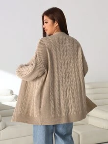 Solflare Plus Size Vintage Fashion Long Sleeve Cardigan Sweater College Style - Multicolor - View 2