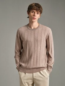 Calmiston Men's Casual Versatile Crew Neck Sweater Formal Old Money - Multicolor - View 3