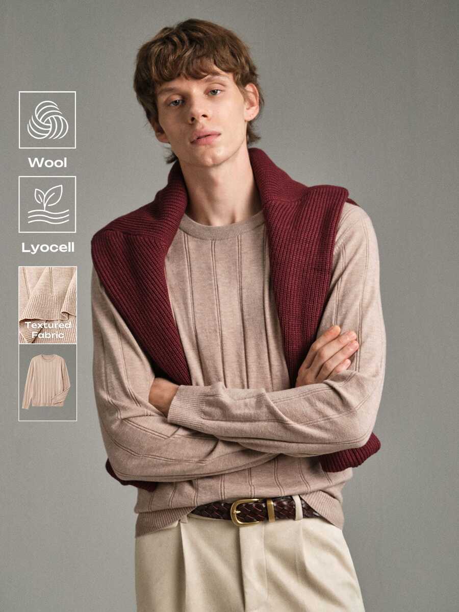 Calmiston Men's Casual Versatile Crew Neck Sweater Formal Old Money - Multicolor - View 1