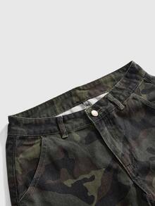 ROMWE Street Life Women's Denim Camo Shorts Street Style Hot Girl Military Cargo Multi-Pocket - Army Green - View 7
