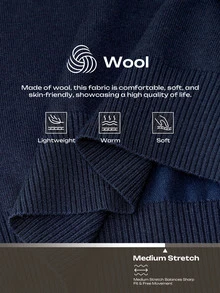 Calmiston Contains Wool Men's Casual Versatile Sweater For Autumn/Winter Formal Old Money - Dusty Blue - View 3