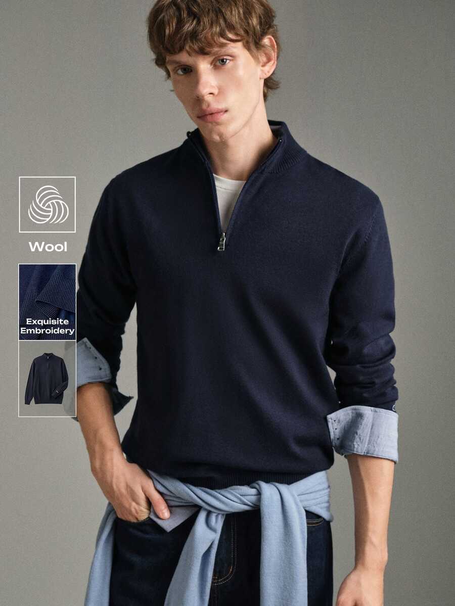 Calmiston Contains Wool Men's Casual Versatile Sweater For Autumn/Winter Formal Old Money