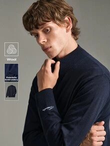 Calmiston Contains Wool Men's Casual Versatile Sweater For Autumn/Winter Formal Old Money - Dusty Blue - View 11