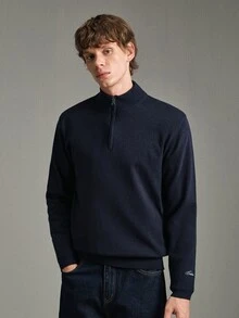 Calmiston Contains Wool Men's Casual Versatile Sweater For Autumn/Winter Formal Old Money - Dusty Blue - View 10