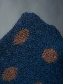 Bohemela Polka Dot Pattern Contrast Trim Patch Pocket Tapered Knit Pants - Blue - View 9