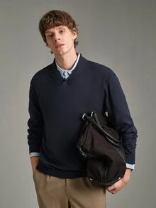 Calmiston Contains Wool Men's Autumn Casual Versatile Solid Color Sweater Formal Old Money - Multicolor - View 10