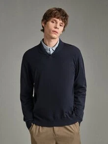 Calmiston Contains Wool Men's Autumn Casual Versatile Solid Color Sweater Formal Old Money - Multicolor - View 11