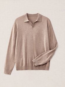 Calmiston Contains Wool Men's Solid Color Collared Long Sleeve Casual Versatile Sweater Formal Old Money - Multicolor - View 3