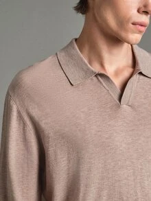 Calmiston Contains Wool Men's Solid Color Collared Long Sleeve Casual Versatile Sweater Formal Old Money - Multicolor - View 5