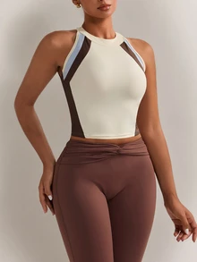 Nuvra Women's Sports Outfit Set Long Tank Top With Built-In Bra - Multicolor - View 7