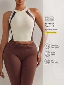 Nuvra Women's Sports Outfit Set Long Tank Top With Built-In Bra - Multicolor - View 1