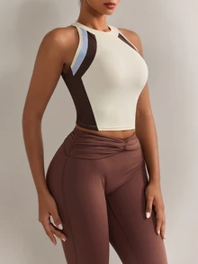 Nuvra Women's Sports Outfit Set Long Tank Top With Built-In Bra - Multicolor - View 4