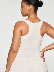 SHAPORA 1pc Seamless Fitted Minimalist Plus Size Base Layer - White - View 3
