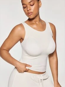 SHAPORA 1pc Seamless Fitted Minimalist Plus Size Base Layer - White - View 6