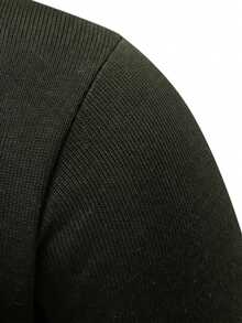 Manfinity Homme Men's Solid Color Turtleneck Long Sleeve Casual Warm Sweater Formal Hiking Holiday Dark Green Autumn - Army Green - View 3